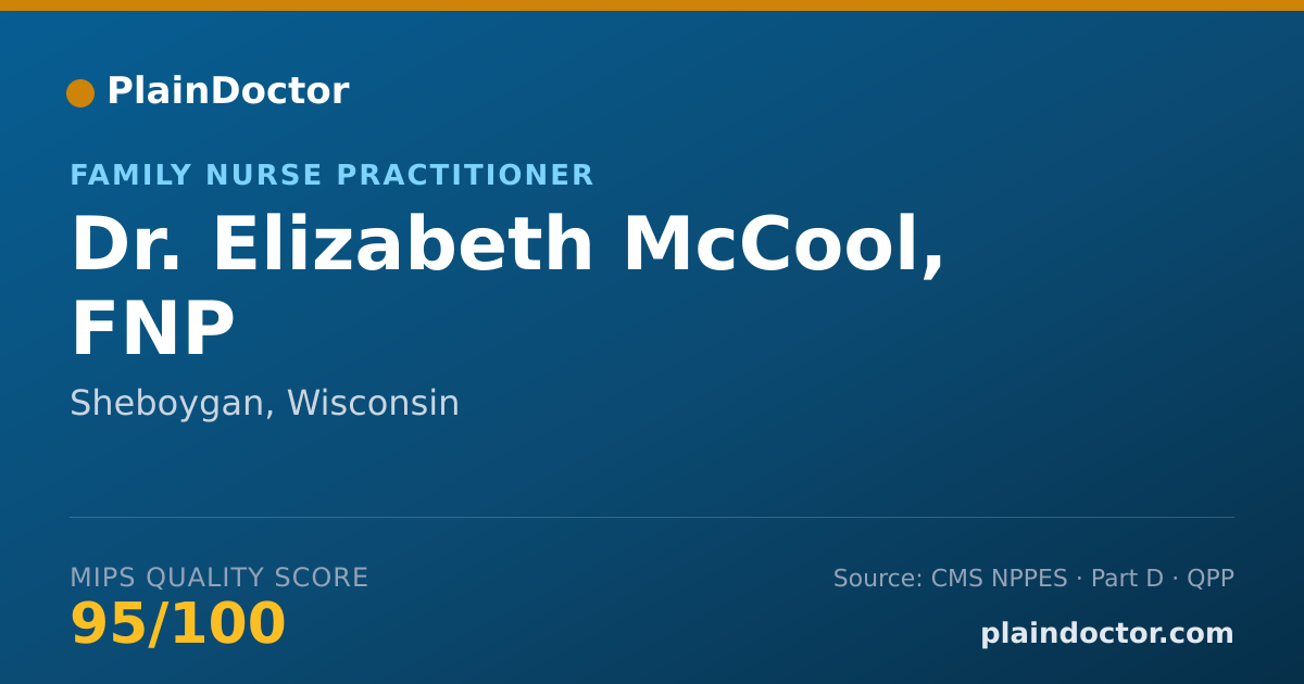 Shareable card for Elizabeth McCool, FNP - Family Nurse Practitioner, Sheboygan, WI