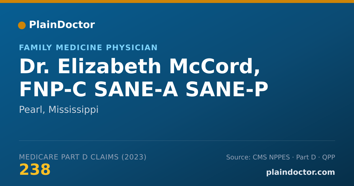 Shareable card for Elizabeth McCord, FNP-C SANE-A SANE-P - Family Medicine Physician, Pearl, MS