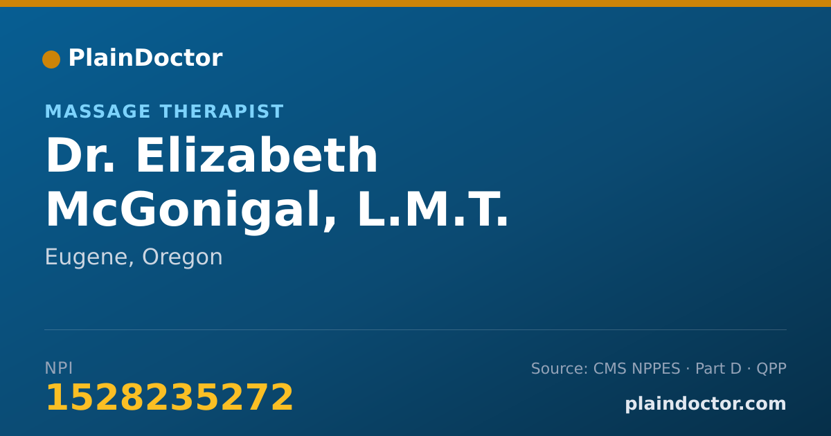 Shareable card for Elizabeth McGonigal, L.M.T. - Massage Therapist, Eugene, OR