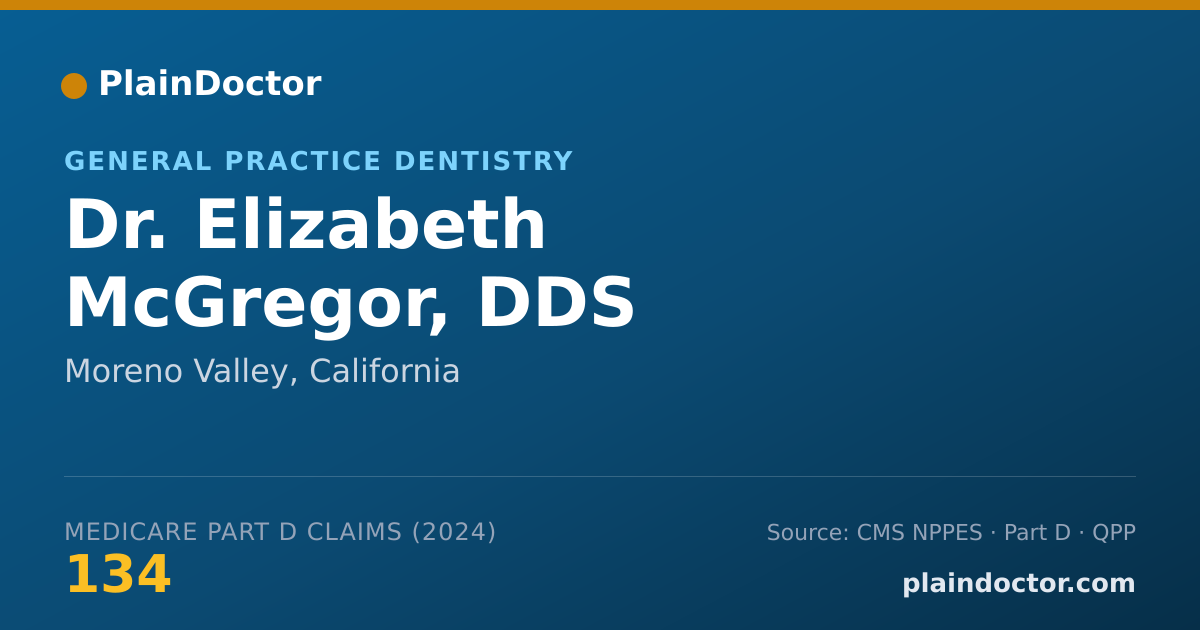 Shareable card for Elizabeth McGregor, DDS - General Practice Dentistry, Moreno Valley, CA
