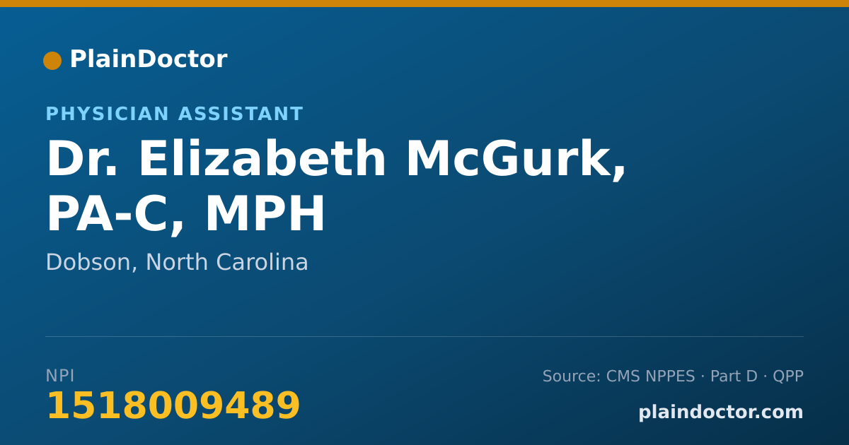Shareable card for Elizabeth McGurk, PA-C, MPH - Physician Assistant, Dobson, NC