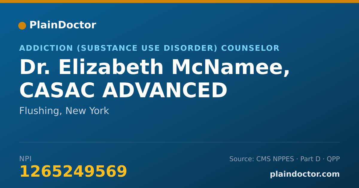 Shareable card for Elizabeth McNamee, CASAC ADVANCED - Addiction (Substance Use Disorder) Counselor, Flushing, NY