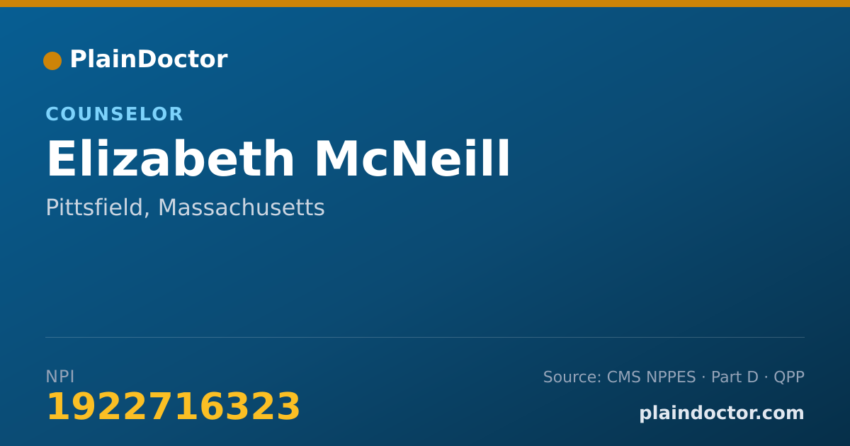 Shareable card for Elizabeth McNeill - Counselor, Pittsfield, MA