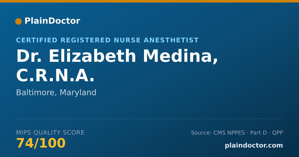 Shareable card for Elizabeth Medina, C.R.N.A. - Certified Registered Nurse Anesthetist, Baltimore, MD