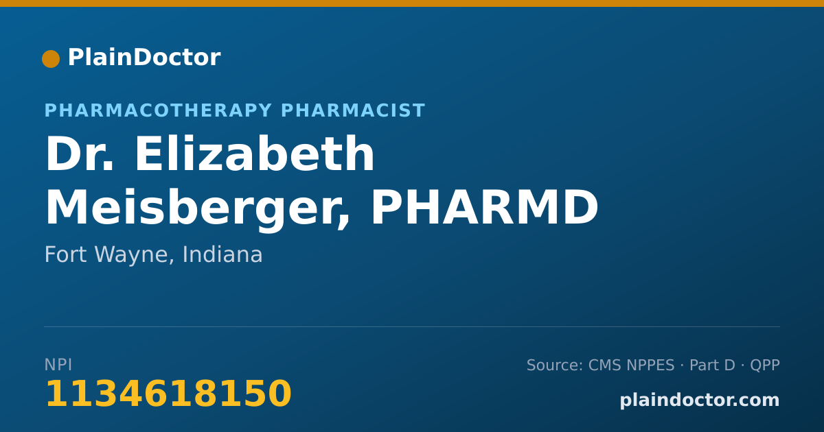 Shareable card for Elizabeth Meisberger, PHARMD - Pharmacotherapy Pharmacist, Fort Wayne, IN