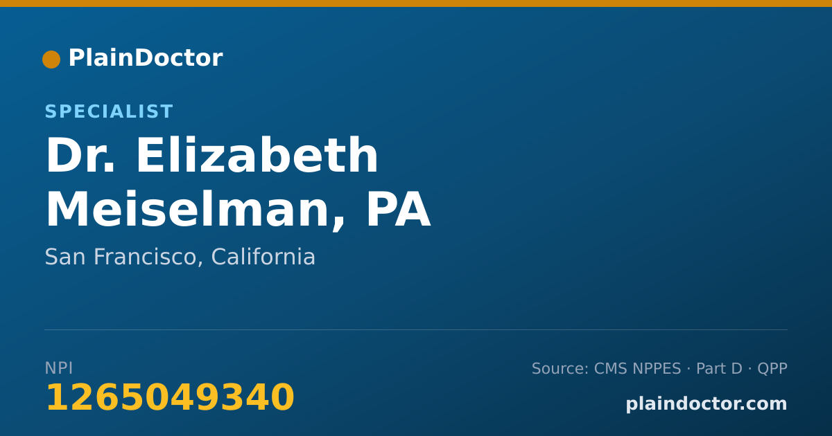 Shareable card for Elizabeth Meiselman, PA - Specialist, San Francisco, CA