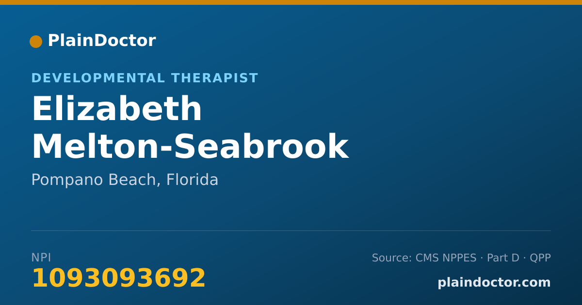 Shareable card for Elizabeth Melton-Seabrook - Developmental Therapist, Pompano Beach, FL
