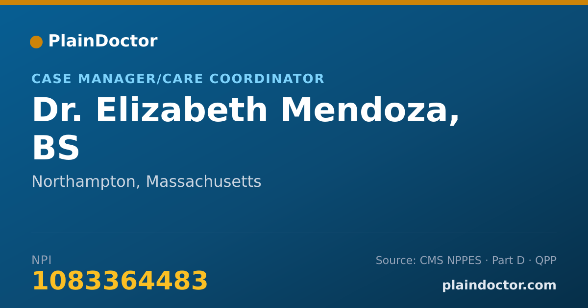 Shareable card for Elizabeth Mendoza, BS - Case Manager/Care Coordinator, Northampton, MA