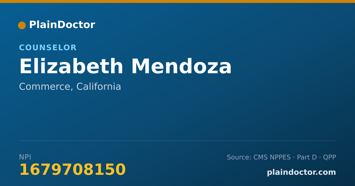 Shareable card for Elizabeth Mendoza - Counselor, Commerce, CA