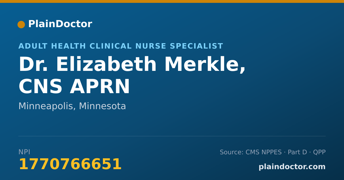Shareable card for Elizabeth Merkle, CNS APRN - Adult Health Clinical Nurse Specialist, Minneapolis, MN