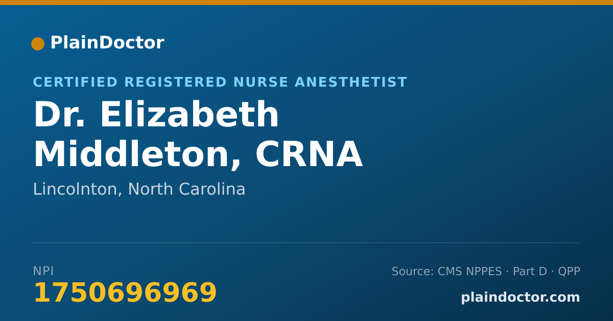 Shareable card for Elizabeth Middleton, CRNA - Certified Registered Nurse Anesthetist, Lincolnton, NC