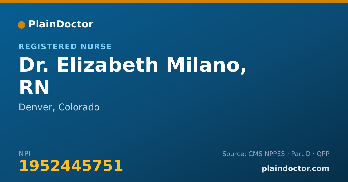 Shareable card for Elizabeth Milano, RN - Registered Nurse, Denver, CO