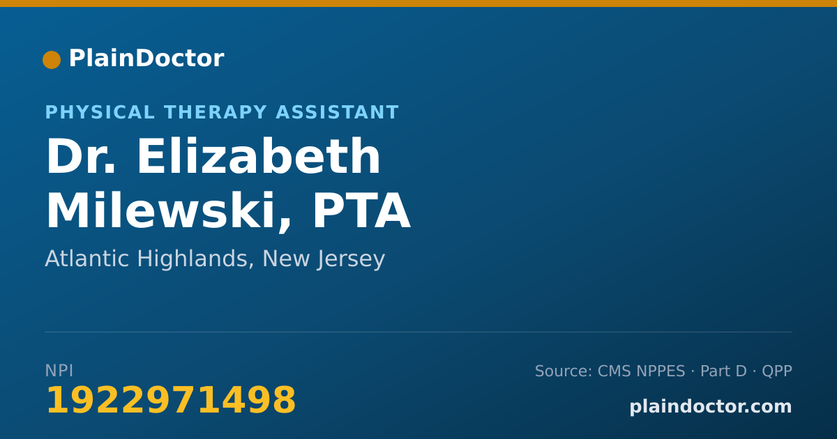 Shareable card for Elizabeth Milewski, PTA - Physical Therapy Assistant, Atlantic Highlands, NJ