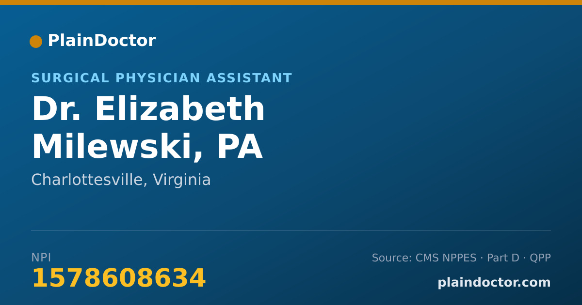 Shareable card for Elizabeth Milewski, PA - Surgical Physician Assistant, Charlottesville, VA