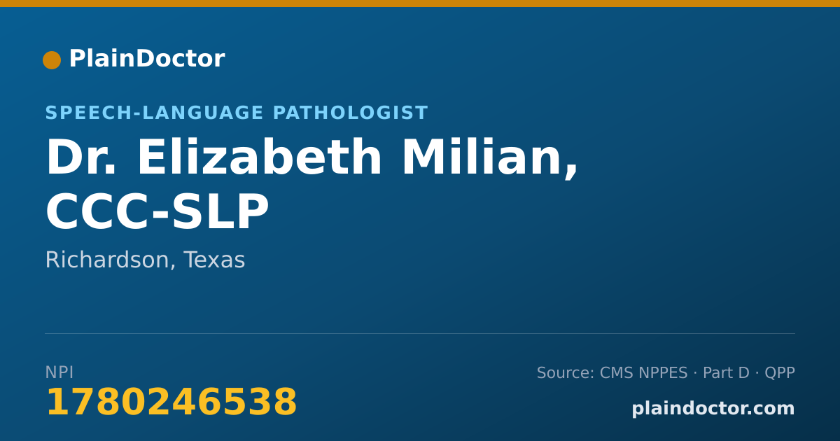 Shareable card for Elizabeth Milian, CCC-SLP - Speech-Language Pathologist, Richardson, TX