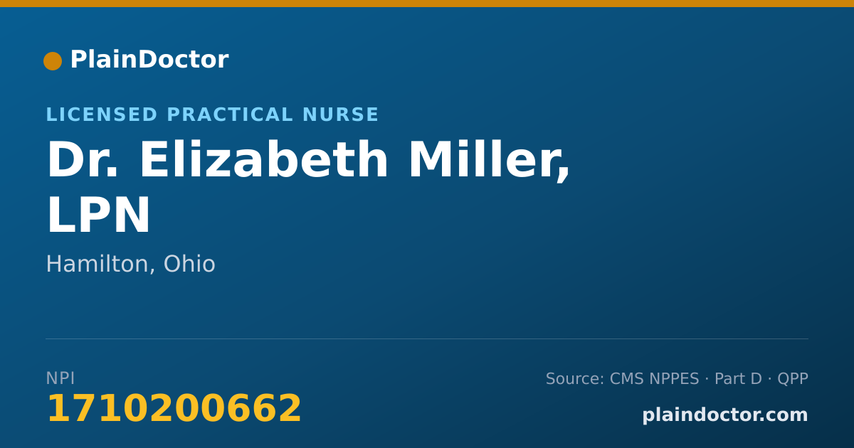 Shareable card for Elizabeth Miller, LPN - Licensed Practical Nurse, Hamilton, OH