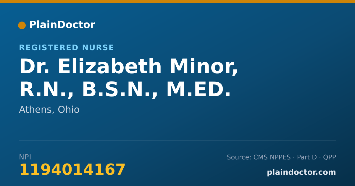 Shareable card for Elizabeth Minor, R.N., B.S.N., M.ED. - Registered Nurse, Athens, OH