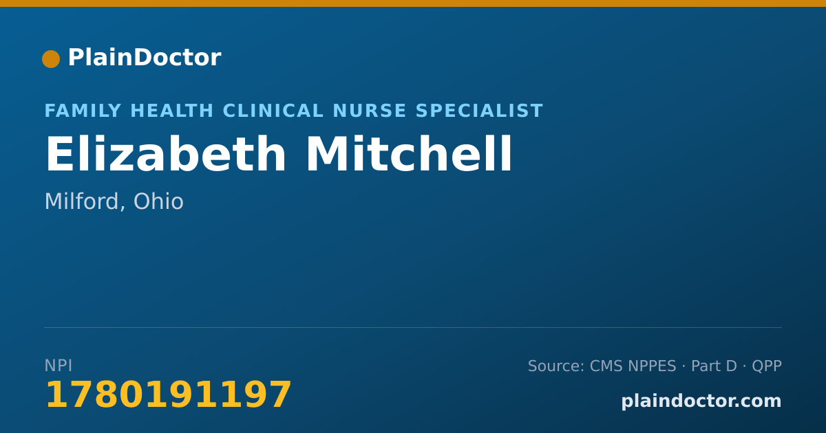 Shareable card for Elizabeth Mitchell - Family Health Clinical Nurse Specialist, Milford, OH