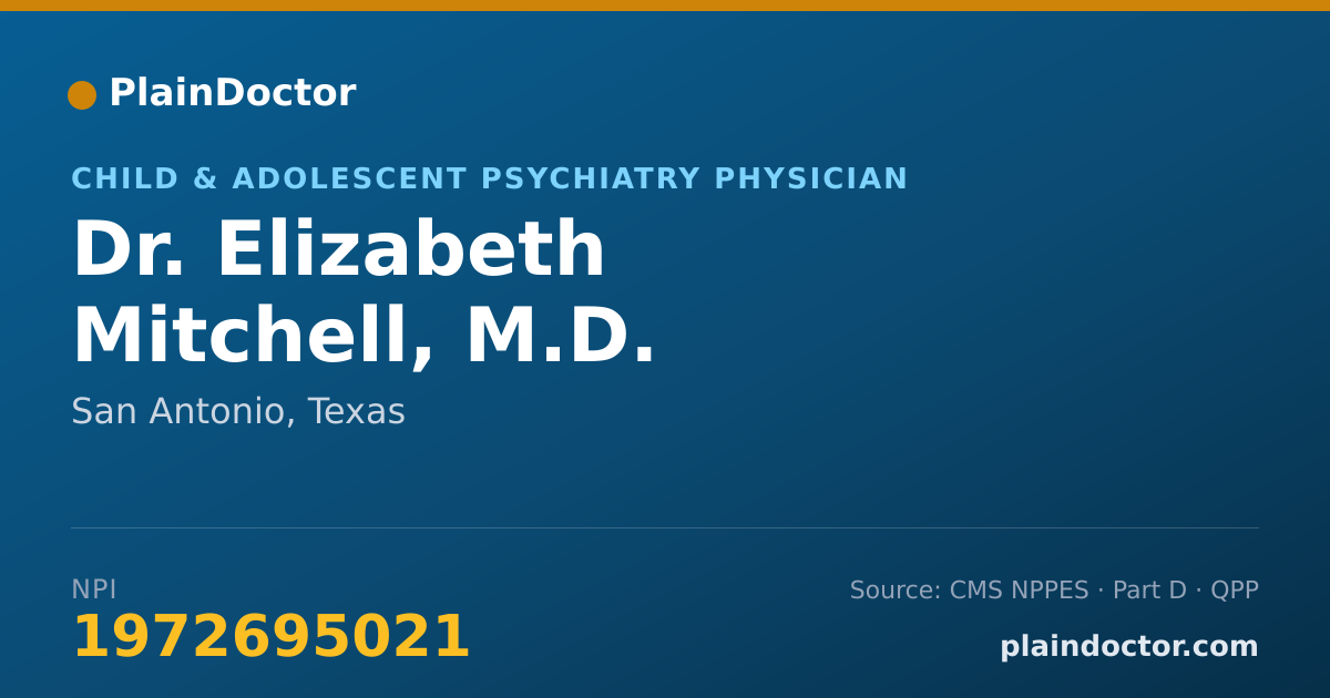 Shareable card for Elizabeth Mitchell, M.D. - Child & Adolescent Psychiatry Physician, San Antonio, TX