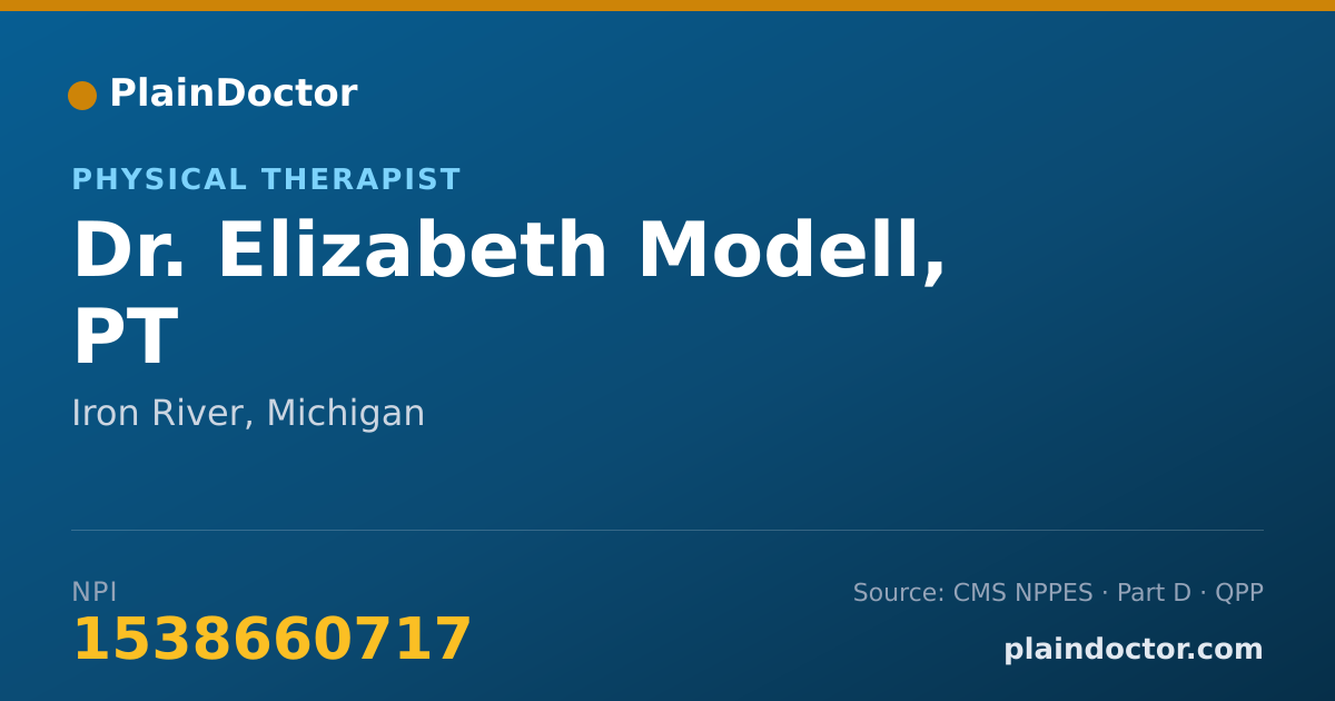 Shareable card for Elizabeth Modell, PT - Physical Therapist, Iron River, MI