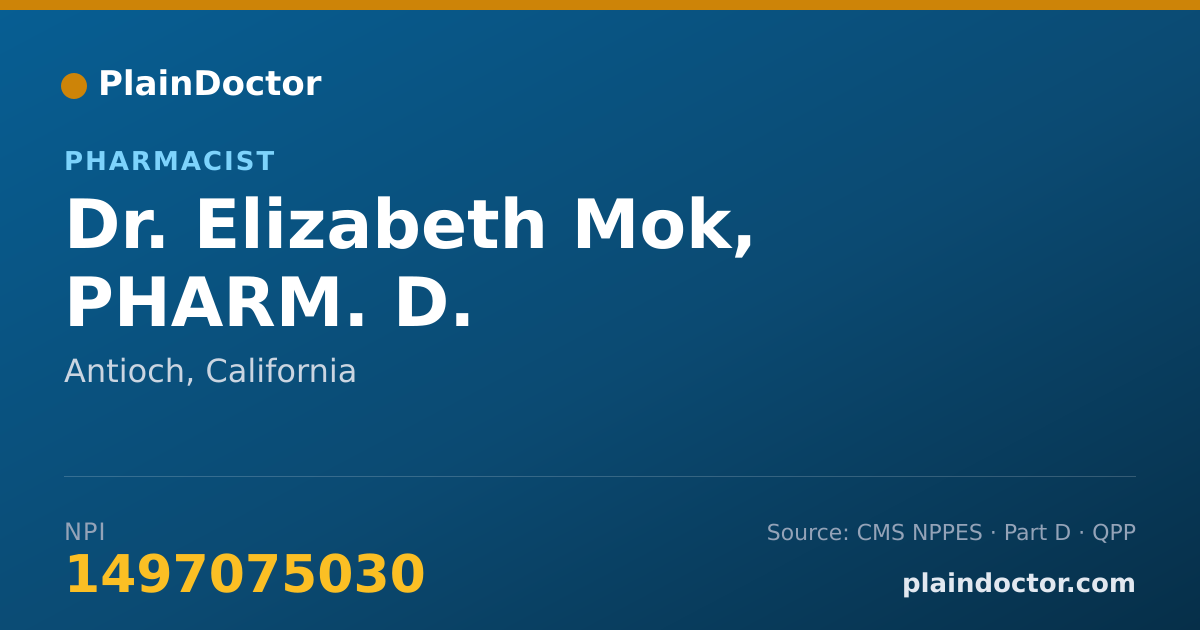 Shareable card for Elizabeth Mok, PHARM. D. - Pharmacist, Antioch, CA