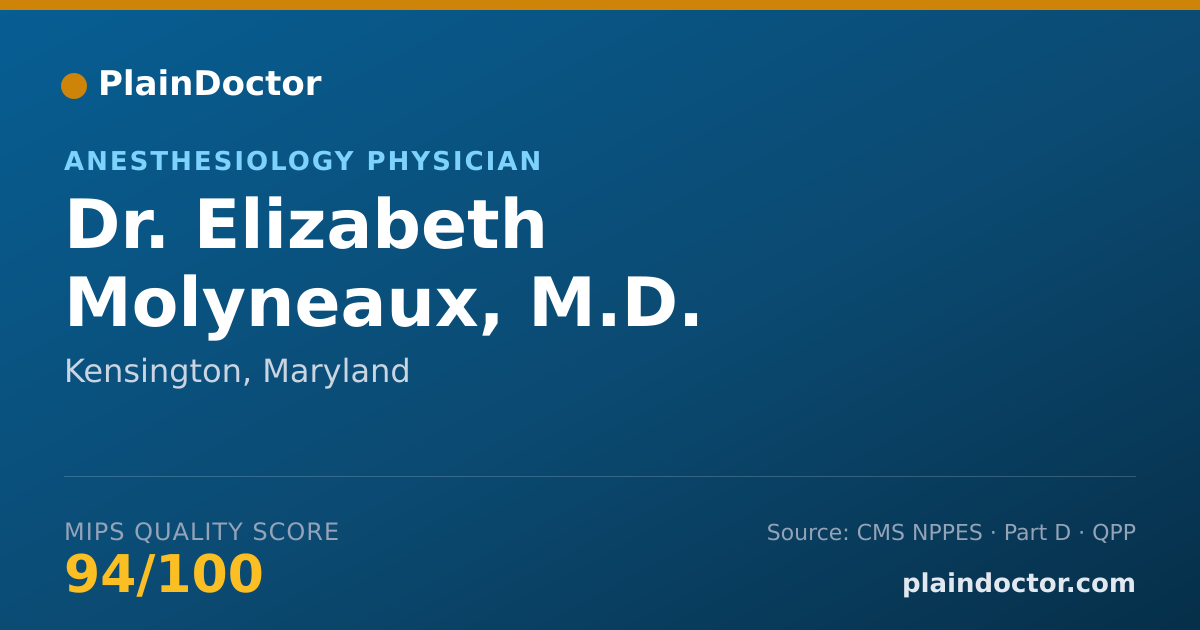 Shareable card for Elizabeth Molyneaux, M.D. - Anesthesiology Physician, Kensington, MD