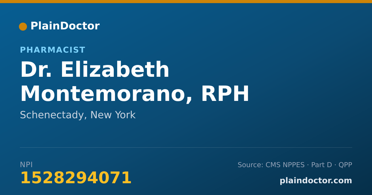 Shareable card for Elizabeth Montemorano, RPH - Pharmacist, Schenectady, NY
