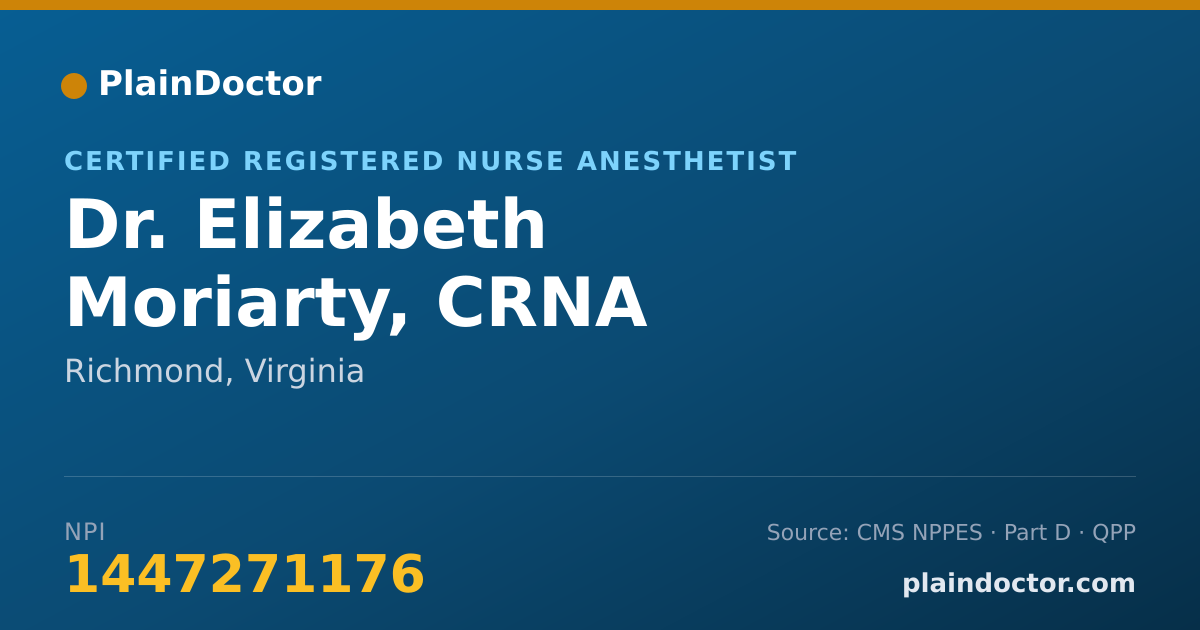 Shareable card for Elizabeth Moriarty, CRNA - Certified Registered Nurse Anesthetist, Richmond, VA