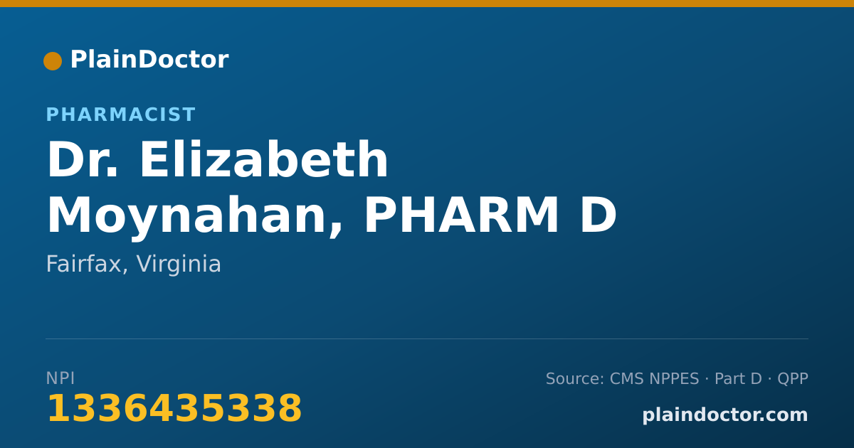 Shareable card for Elizabeth Moynahan, PHARM D - Pharmacist, Fairfax, VA