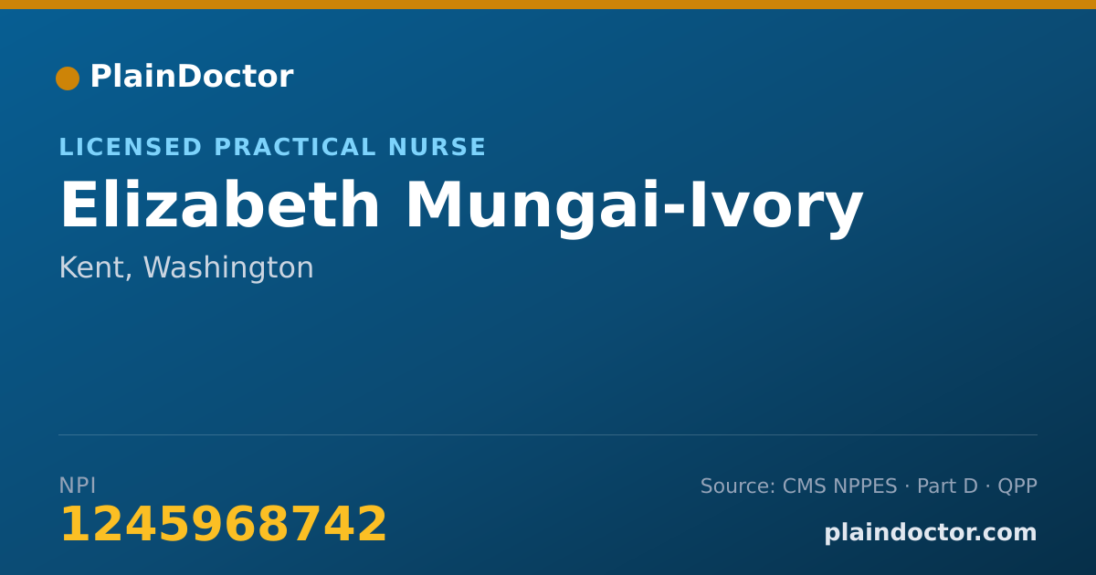 Shareable card for Elizabeth Mungai-Ivory - Licensed Practical Nurse, Kent, WA