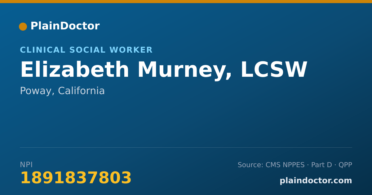 Shareable card for Elizabeth Murney, LCSW - Clinical Social Worker, Poway, CA