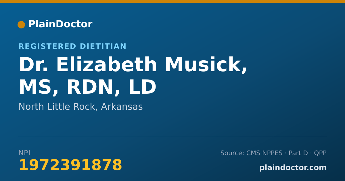 Shareable card for Elizabeth Musick, MS, RDN, LD - Registered Dietitian, North Little Rock, AR