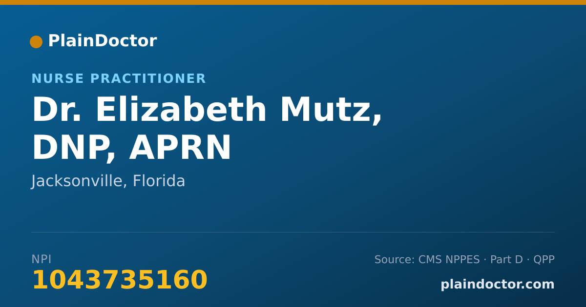 Shareable card for Elizabeth Mutz, DNP, APRN - Nurse Practitioner, Jacksonville, FL