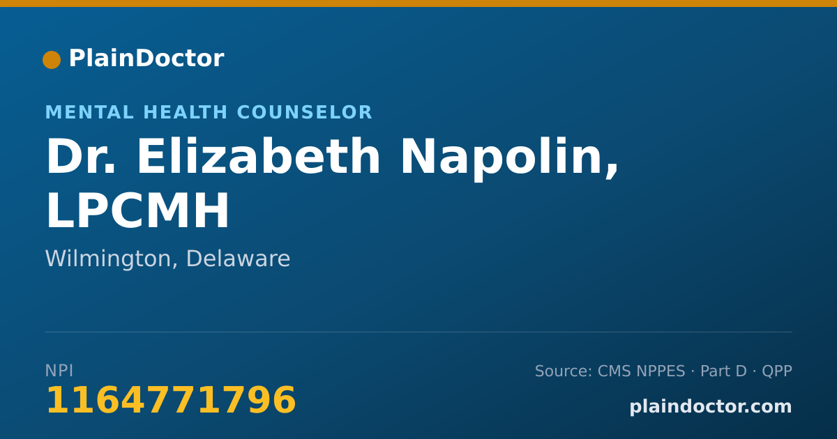 Shareable card for Elizabeth Napolin, LPCMH - Mental Health Counselor, Wilmington, DE