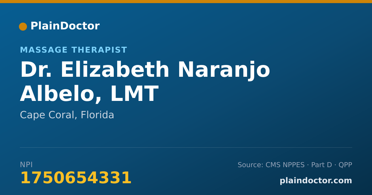 Shareable card for Elizabeth Naranjo Albelo, LMT - Massage Therapist, Cape Coral, FL