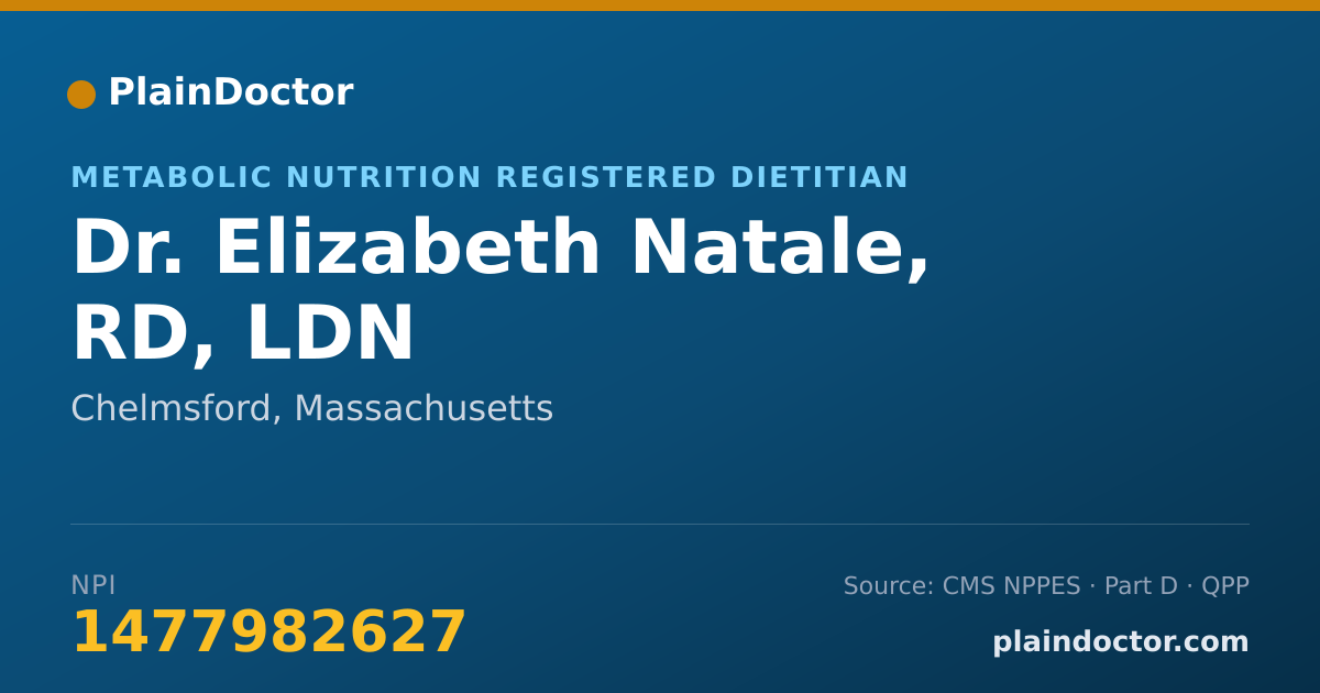 Shareable card for Elizabeth Natale, RD, LDN - Metabolic Nutrition Registered Dietitian, Chelmsford, MA