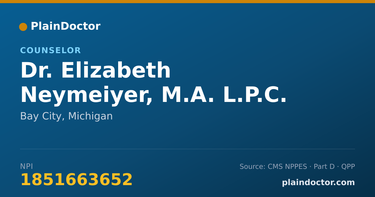 Shareable card for Elizabeth Neymeiyer, M.A. L.P.C. - Counselor, Bay City, MI