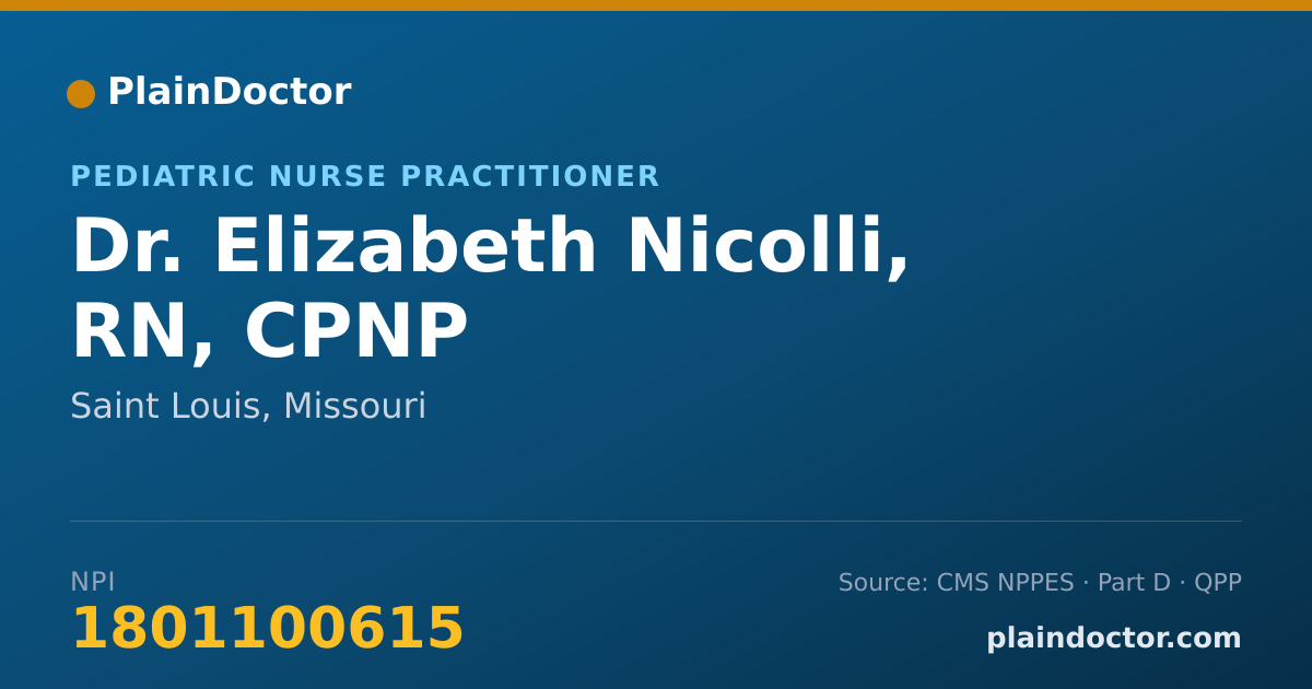 Shareable card for Elizabeth Nicolli, RN, CPNP - Pediatric Nurse Practitioner, Saint Louis, MO