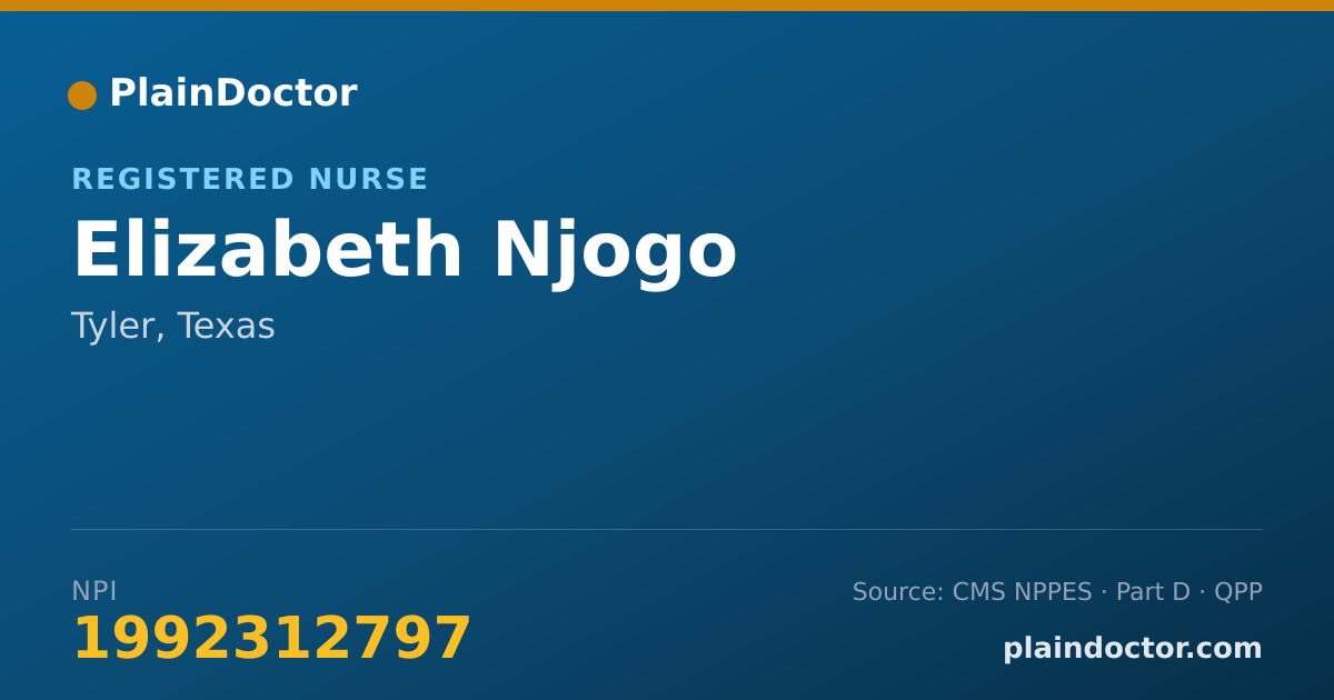 Shareable card for Elizabeth Njogo - Registered Nurse, Tyler, TX
