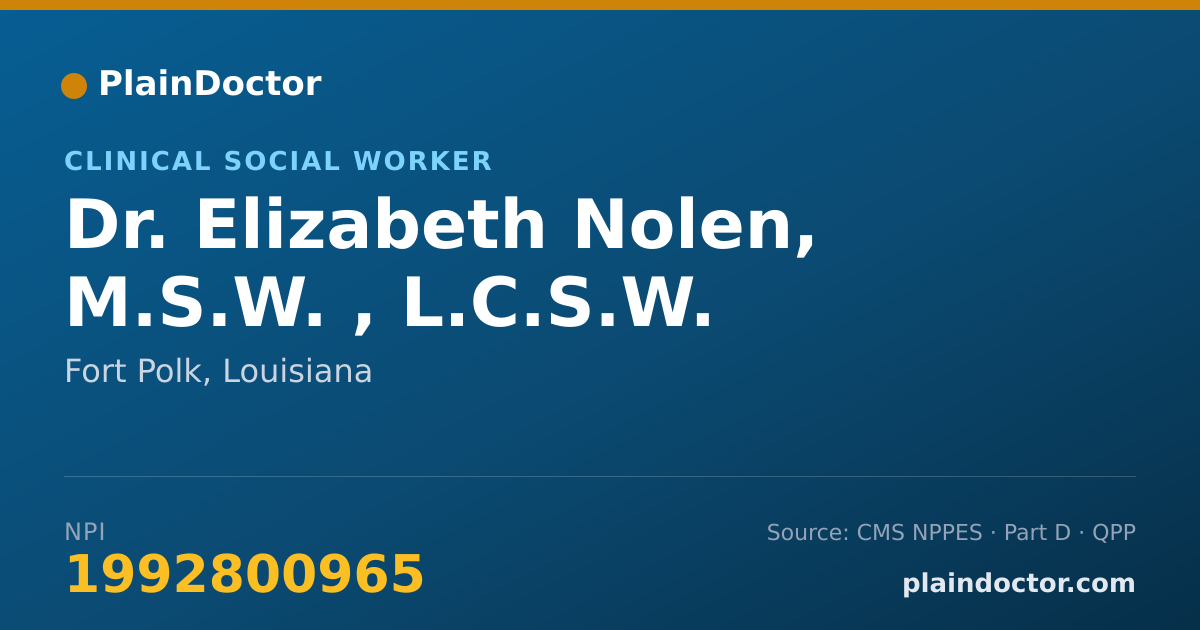 Shareable card for Elizabeth Nolen, M.S.W. , L.C.S.W. - Clinical Social Worker, Fort Polk, LA