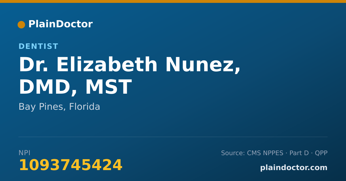 Shareable card for Elizabeth Nunez, DMD, MST - Dentist, Bay Pines, FL