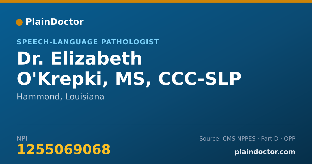 Shareable card for Elizabeth O'Krepki, MS, CCC-SLP - Speech-Language Pathologist, Hammond, LA