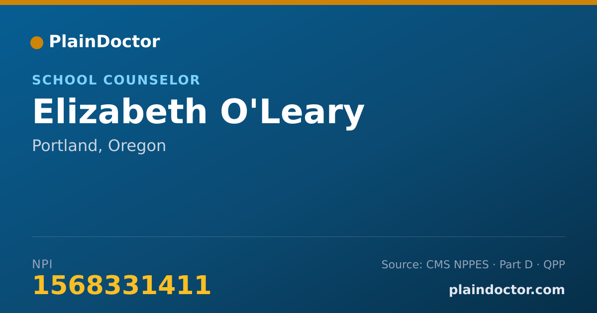 Shareable card for Elizabeth O'Leary - School Counselor, Portland, OR