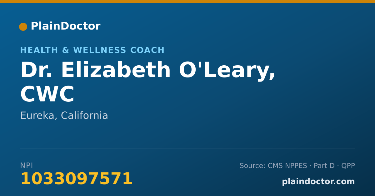 Shareable card for Elizabeth O'Leary, CWC - Health & Wellness Coach, Eureka, CA