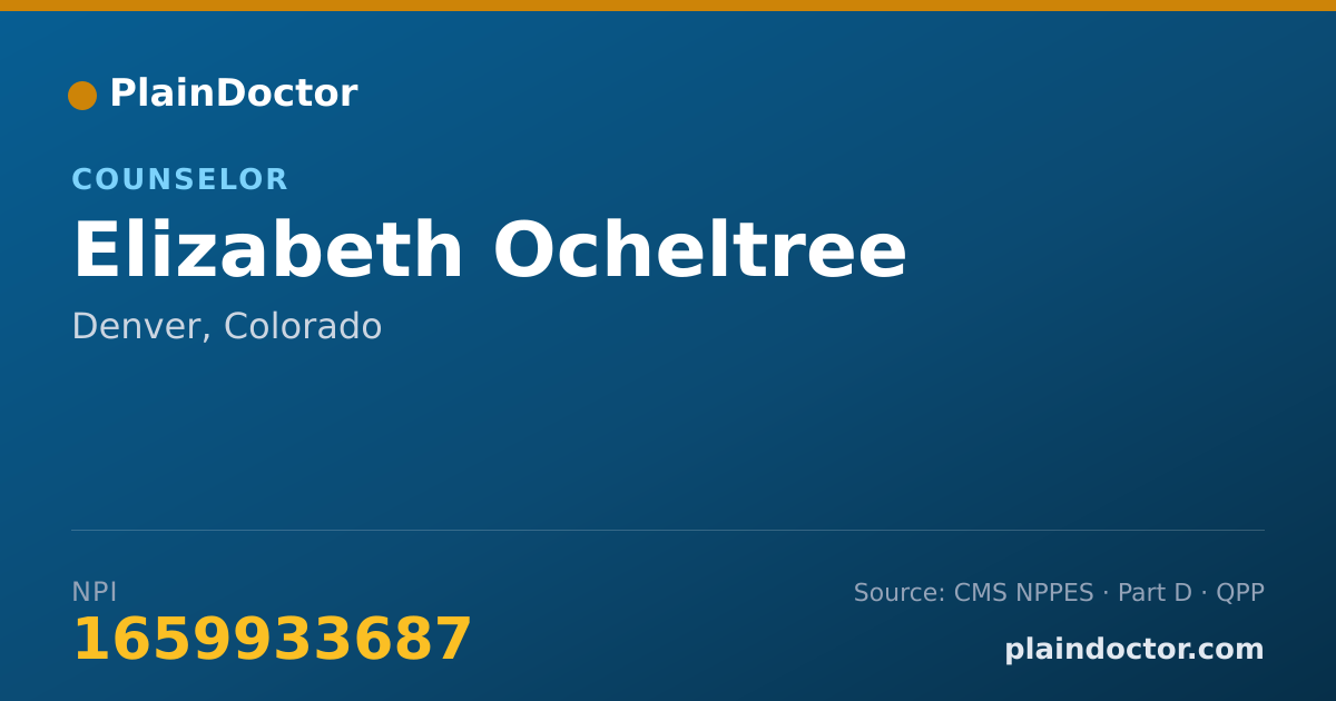 Shareable card for Elizabeth Ocheltree - Counselor, Denver, CO
