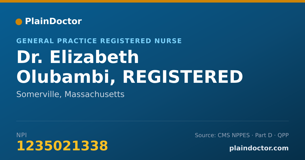 Shareable card for Elizabeth Olubambi, REGISTERED NURSE - General Practice Registered Nurse, Somerville, MA