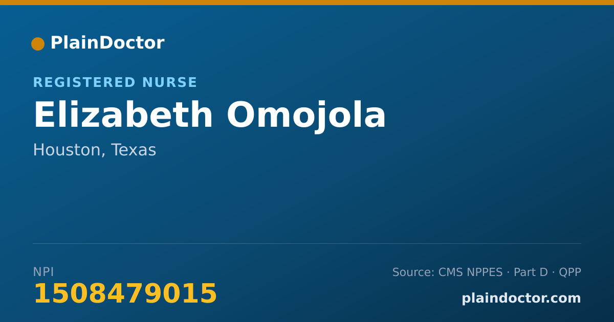 Shareable card for Elizabeth Omojola - Registered Nurse, Houston, TX
