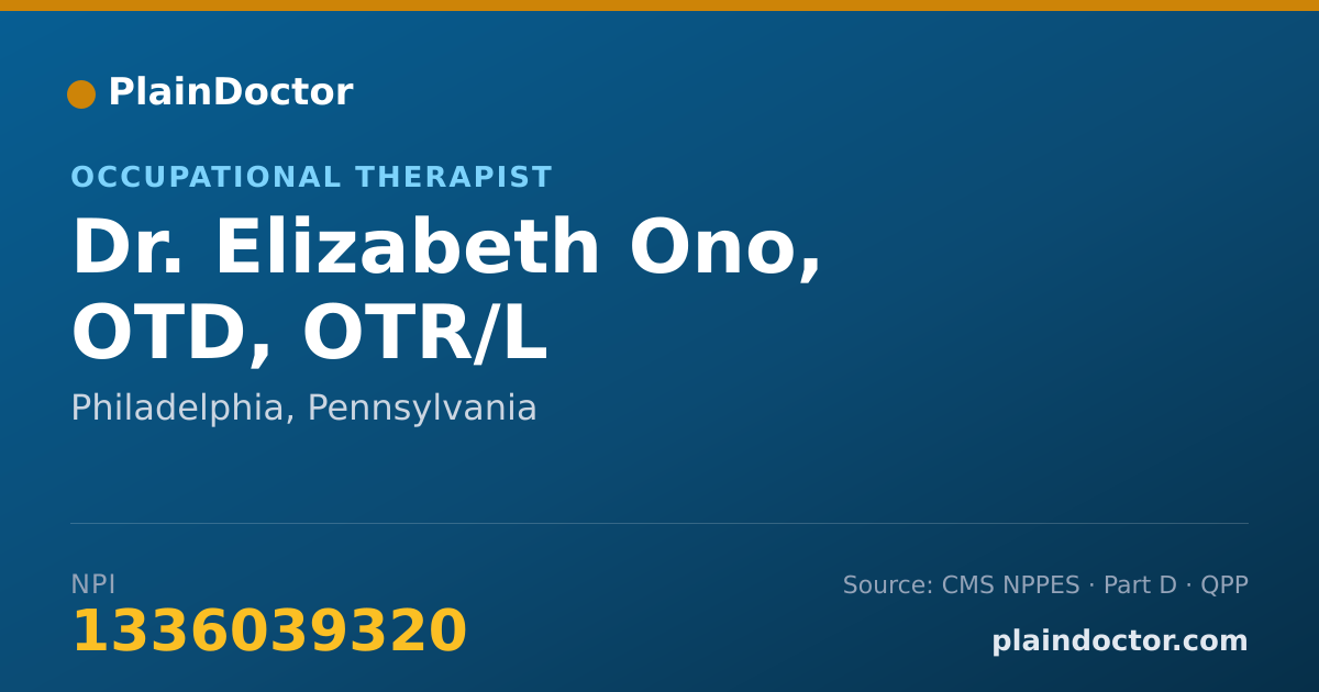 Shareable card for Elizabeth Ono, OTD, OTR/L - Occupational Therapist, Philadelphia, PA