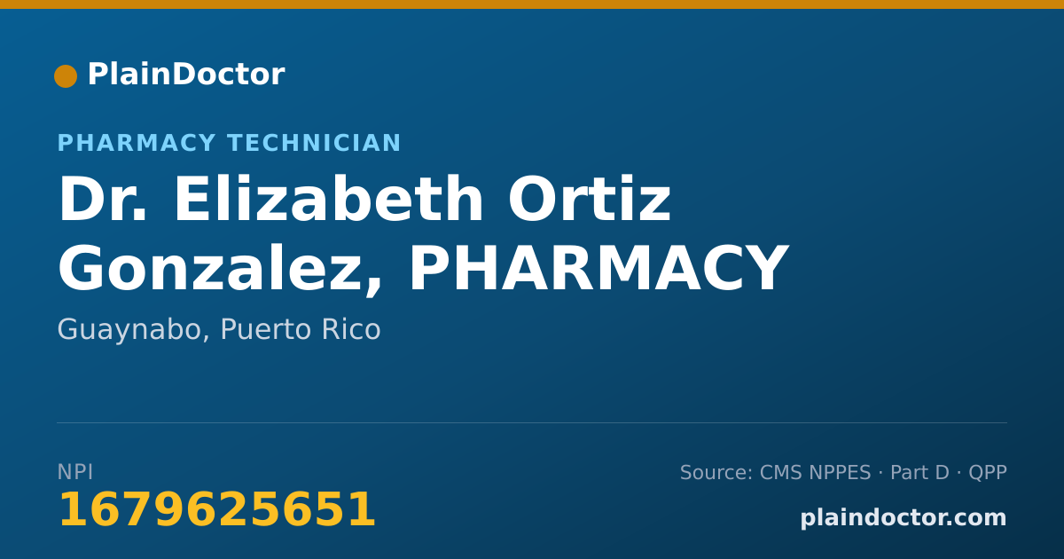 Shareable card for Elizabeth Ortiz Gonzalez, PHARMACY TECHNICIAN - Pharmacy Technician, Guaynabo, PR