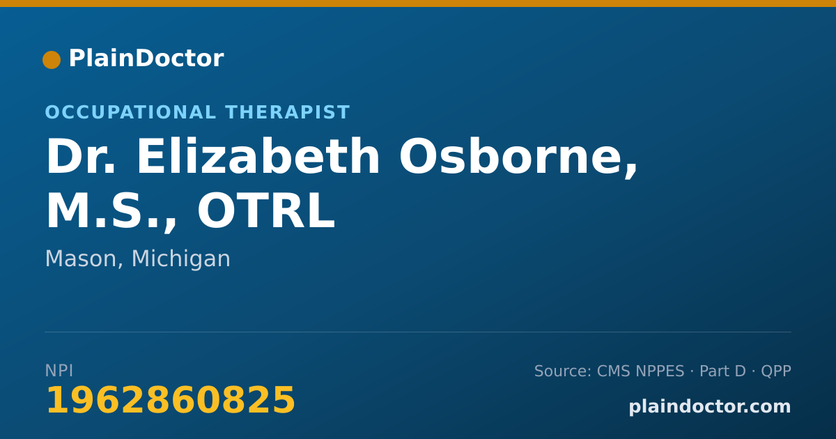 Shareable card for Elizabeth Osborne, M.S., OTRL - Occupational Therapist, Mason, MI